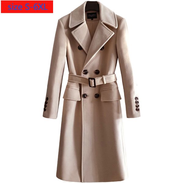 

new fashionable double breasted overcoat winter x-long casual thick mens wool coat high qulaity plus size smlxl2xl3xl4xl5xl6xl, Black