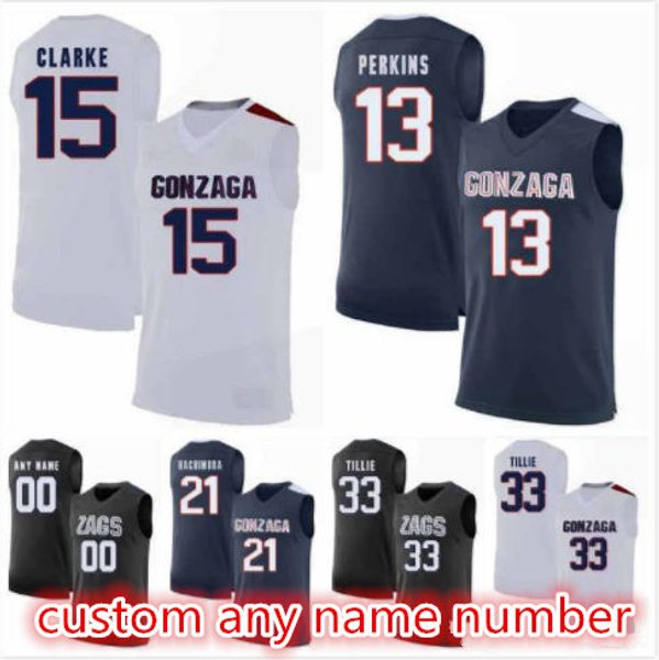 

josh perkins 13 rui hachimura 21 brandon clarke 15 filip petrusev 3 killian tillie 33 gonzaga bulldogs basketball jerseys stitched s-5xl, Black;red