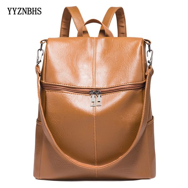 

women backpack pu leather school backpack for teenager girls travel back pack sac a dos vintage solid shoulder bag mochila mujer
