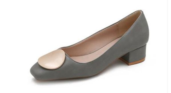 

2019 women's shoes in spring and autumn with new style middle heel coarse heel square head @96, Black