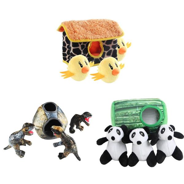 

cute plush sound squeaky animal shape hide-and-seek pet toys dog chew dolls