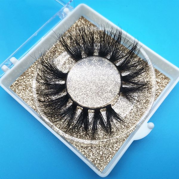 

km-13 wholesale 3d mink lashes 25mm thick fluffy mink false eyelashes custom lash box vendors