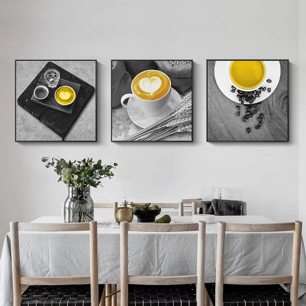 

yellow coffee cup nordic canvas painting print wall art sweet home decor modern poster living room picture art decor painting