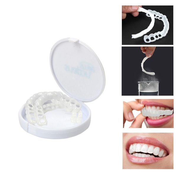 

2pcs women men cover perfect smile comfort fit veneers upper teeth + lower teeth set