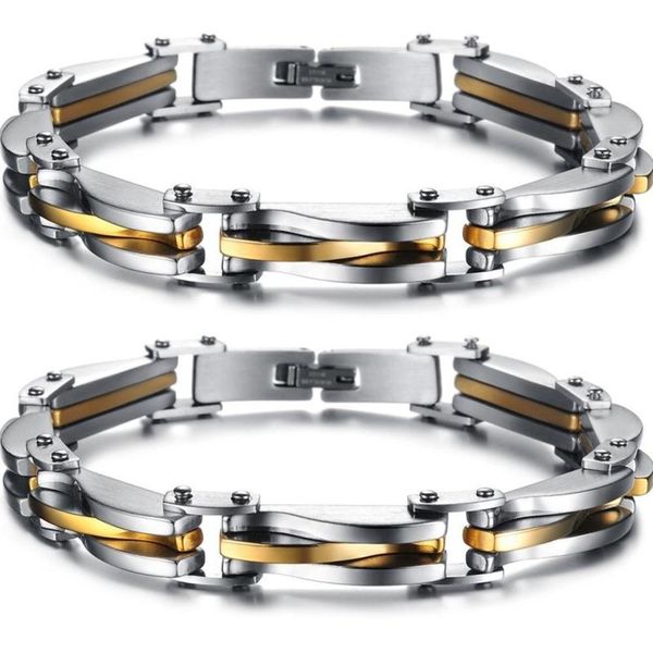 

gold silver tone stainless steel men's chain link bracelet wristband cuff bangle rock man pulseiras gifts 22cm, Black