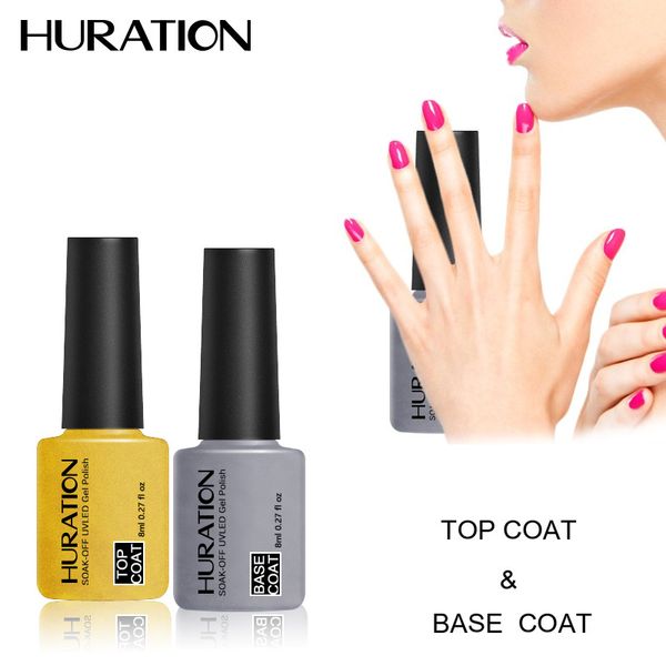 

huration 8ml base & coat uv nail gel polish transparent color soak off uv led gel polish long lasting primer nail, Red;pink