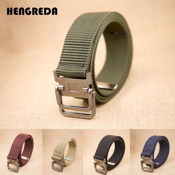 

tactical waist belt 2019 double ring metal buckle army nylon canvas belts for men women boys ourdoor sports jeans, Black;brown