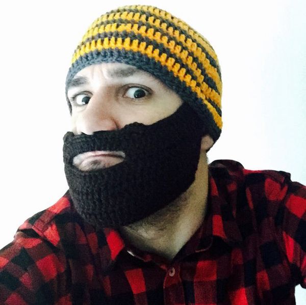 

mr.kooky funny cool handmade knit hat cosplay beard beanie face warmer mask winter gag original barbarian men's caps gifts
