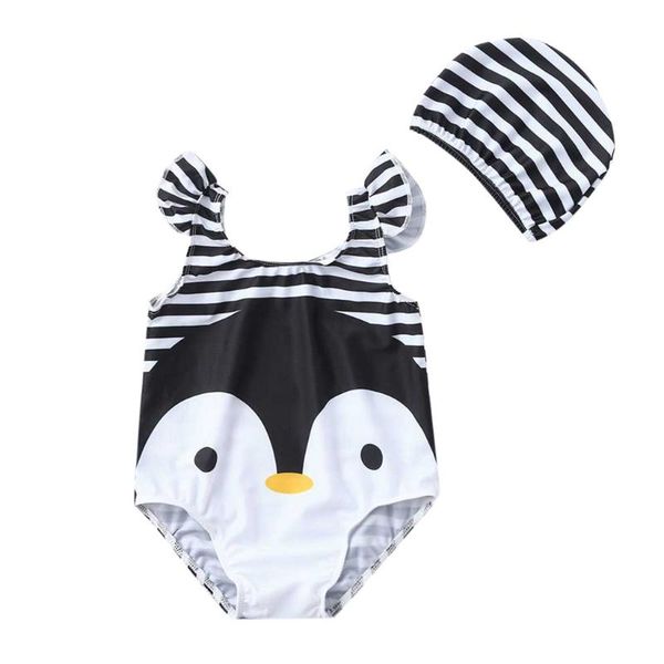 

baby girls one piece swimsuit summer 2020 swimsuit girls cartoon penguin print one piece swimwear beach bathing suit kids a430