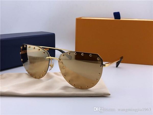 

new fashion designer sunglasses 0984 frameless irregular frame with rivets popular avant-garde style uv400 protection eyewear, White;black
