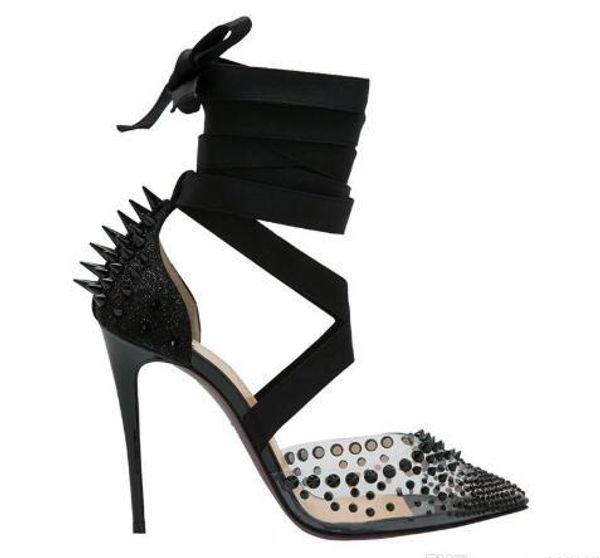 

christian louboutin cl christian louboutin cl red bottom high heels women pointed toe pvc rivets mechante reine ankl