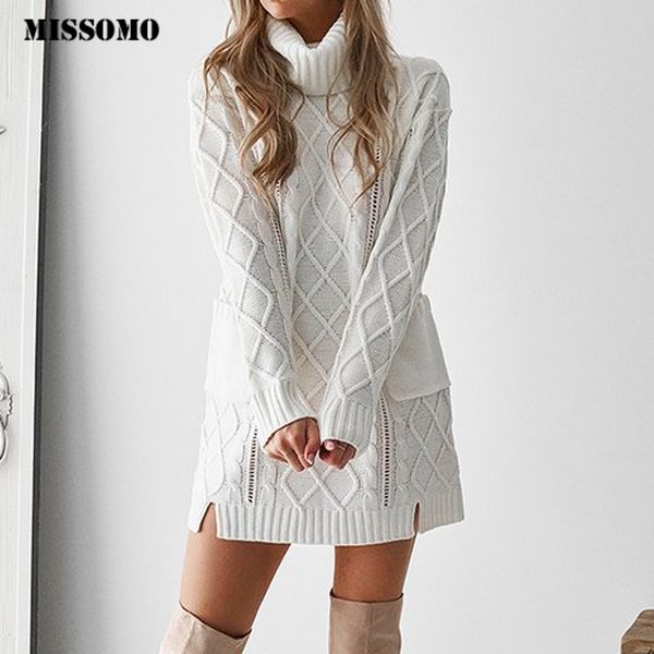 

casual dresses missomo winter dress women sweater knit turtleneck warm long sleeve pocket mini party formal elegant 96, Black;gray