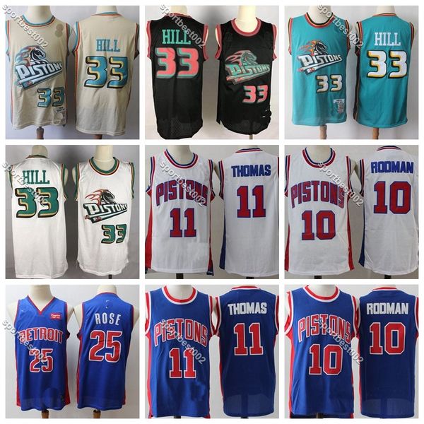 

mens basketball трикотажных изделий grant 33 hill vintage исайя 11 томас ретро деннис родман 10 колледжа ncaa прошитой джерси рубашки дешево, Black;red