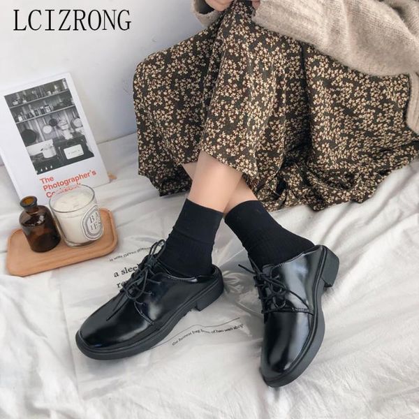 

lcizrong spring/autumn women's flat shoes woman work flats ladies lace-up casual oxfords, Black