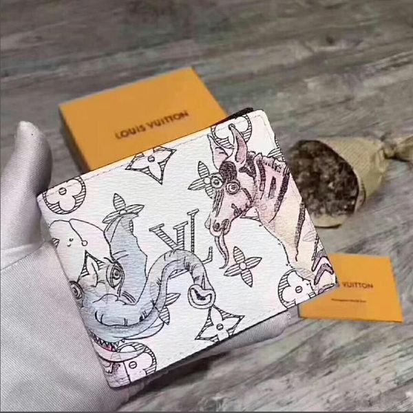 

2019 designer wallets mens leather luxury wallet casual short designer card holder purse fashion wallets men wallet purses with box l62607, Red;black