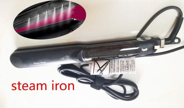 

personalized steam hair flat iron professional steampod hair straightener, Black