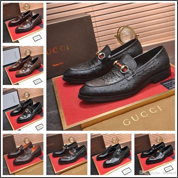 

20ss new 2020 italian mens genuine leather shoes luxury dress shoes men office loafers man casual wedding shoes bonsin, Black
