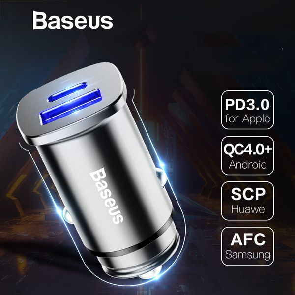 

baseus 30w usb type c pd quick charge 4.0 3.0 car charger for huawei supercharge scp mobile phone charger fast car phone charger