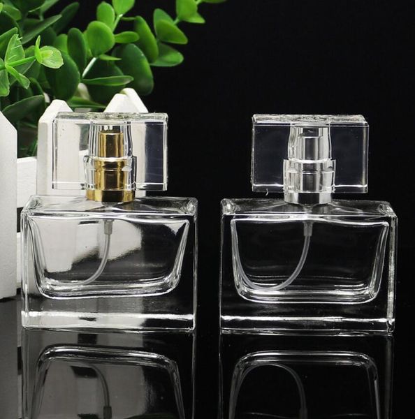 

100pcs new square glass perfume bottle 30ml clear glass spray bottle empty fragrance bottle fashion