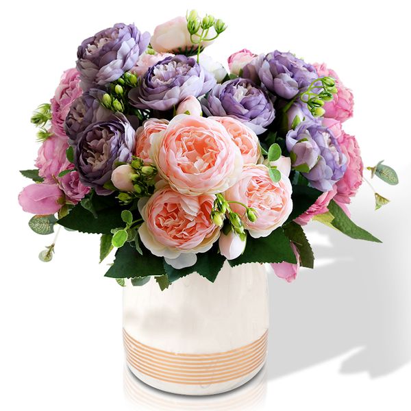

artificial flowers for decoration rose peony silk small bouquet flores party spring wedding decoration mariage fake flower