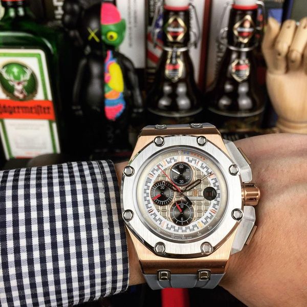 

luxury watch men watches movement watch designer watches royal oak 45mm 3 dials automatic mechanical watch 3126, Slivery;brown