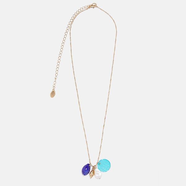 

flatfoosie 2019 fashion shell necklace for women simulated pearl geometric statement long pendant necklace ocean chic jewelry, Silver