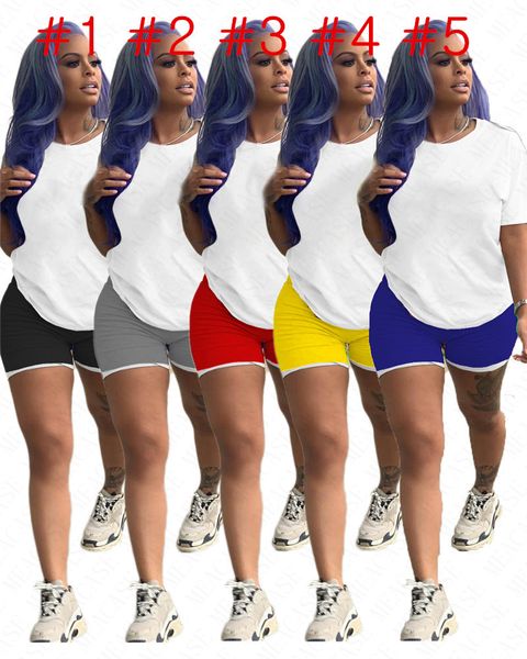 

women tracksuit letters print 2 piece clothes set short sleeve white tshirt shorts set brand outfit sports suit clubwear s-xxxl nk62908, Gray