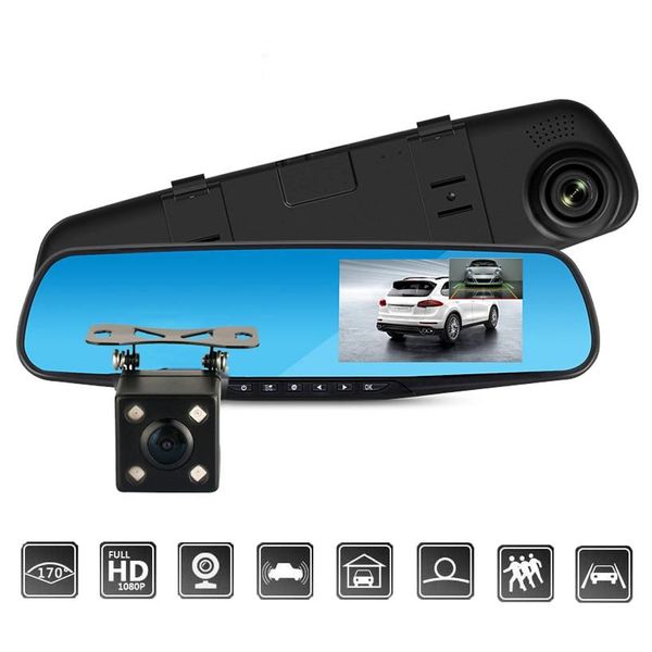 

4.3inch hd rear view mirror dvr camera recorder dash anti-glare glass durable motion detection parking monitor car dvr