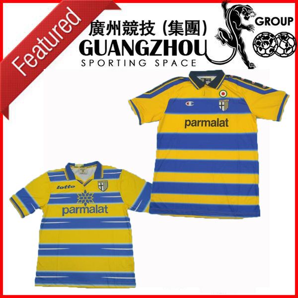 

1998 1999 2000 parma retro soccer jersey home away 98 99 00 maglie da calcio fuser baggio crespo ortega amoroso f cannavaro football shirts, Black;yellow