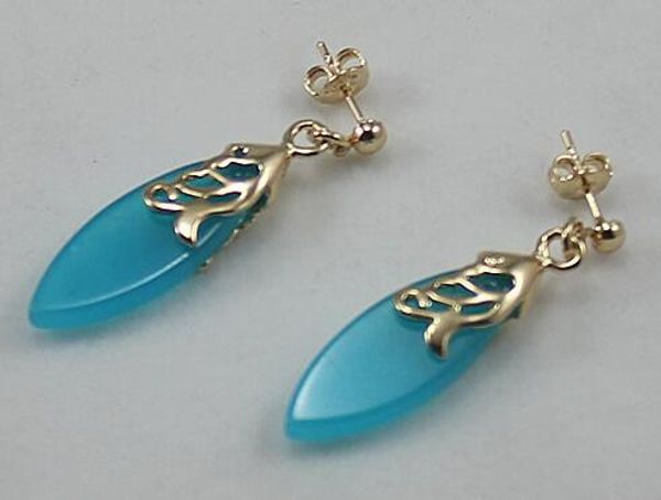 

envÃ­o gratis er00094 elegante natural jade gota pendiente, Golden