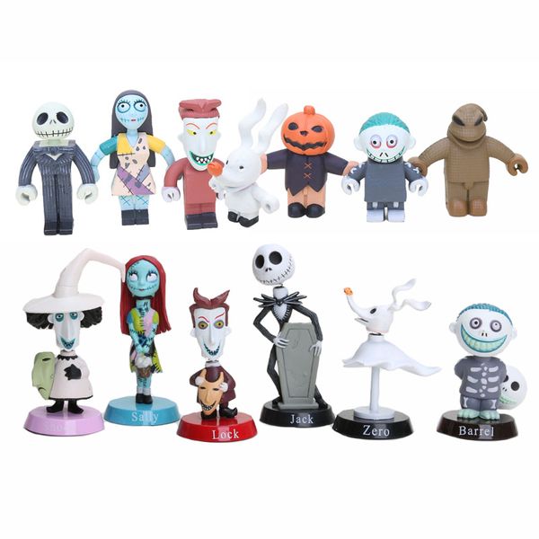 

anime nightmare before christmas jack sally shock zero head pvc doll action figures toy children gift