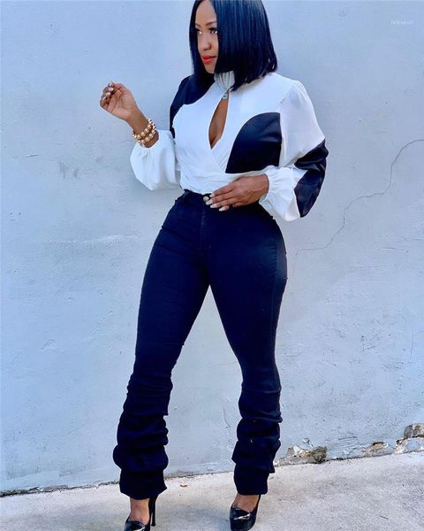 

tshirts fashion geometric print puff sleeve irregular womens tshirts casual females clothing panelled womens designer, White