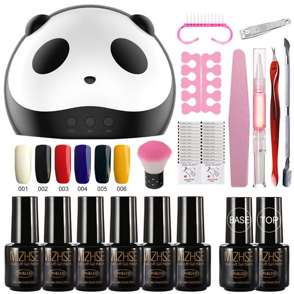 

mizhse gel nail polish kits french manicure set 36w cute uv lamp dryer 6pcs lacquer hybrid clear base accessories for nail