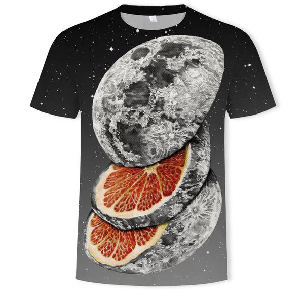

mens designer 3d t-shirt gray lemon printed round collar shirt style, White;black
