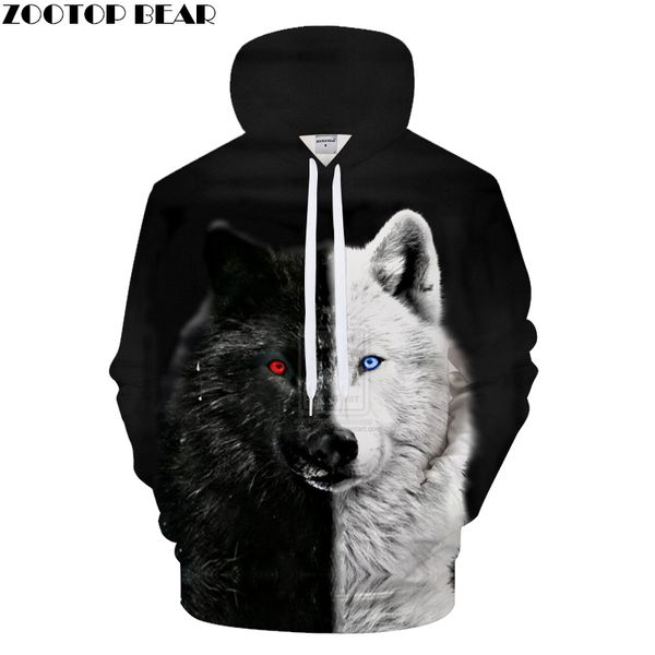 

ying and yang wolf hoodies streetwear sweatshirt casual hoody men 3d pullover harajuku tracksuit male hiphop asian size s-6xl, Black