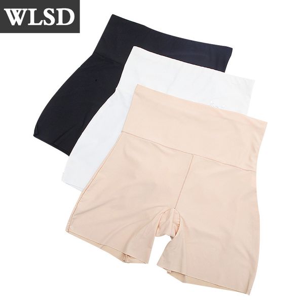 

wlsd 3pcs/lot women high waist safety short pants slimming panties seamless boyshorts silk lady boyshort nylon women boxer, Black;pink