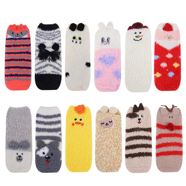 

shujin kids fleece socks family matching clothes baby girls boys christmas floor socks children santa claus calcetines, Pink;yellow