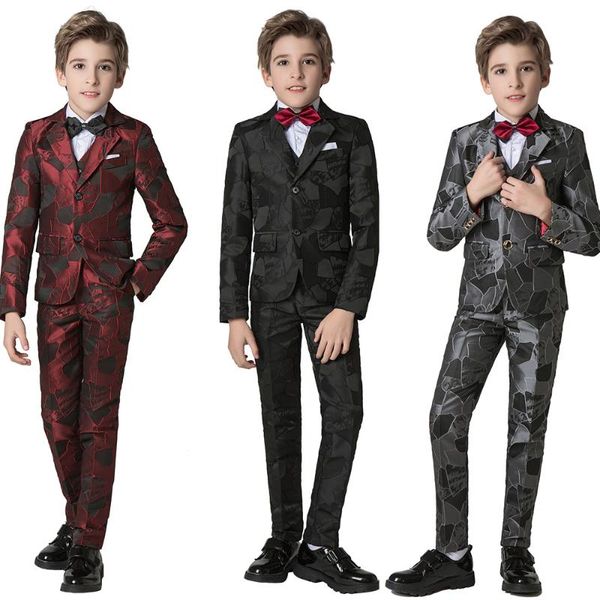 

yuanlu boys suits 5pcs blazer jacket for wedding party piano kids suit slim fit formal performance suits for children, Black