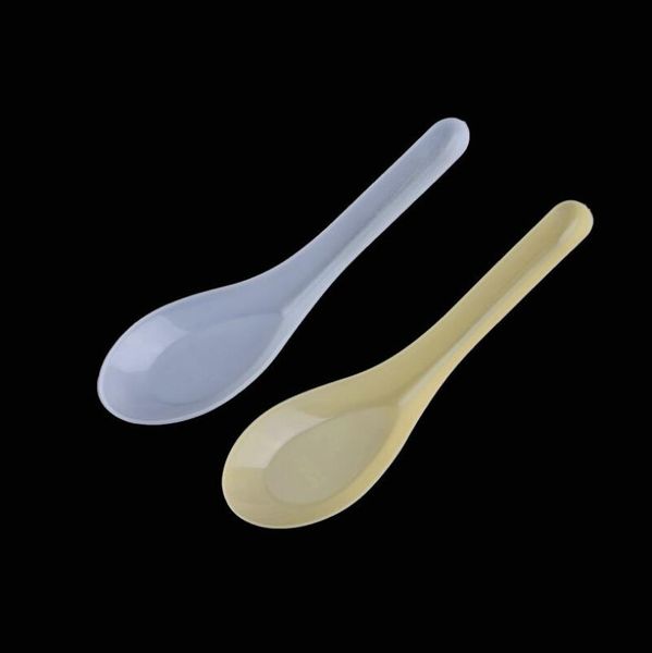Lot de 100/ jetables salle /à manger asiatiques Cuill/ères /à Soupe chinois Cuill/ère en plastique Blanc
