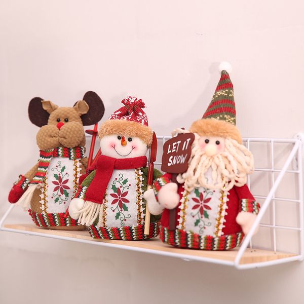 

2018 christmas decoration ornaments cartoon santa claus snowman elk xmas decor for home desk garden party supplies children gift