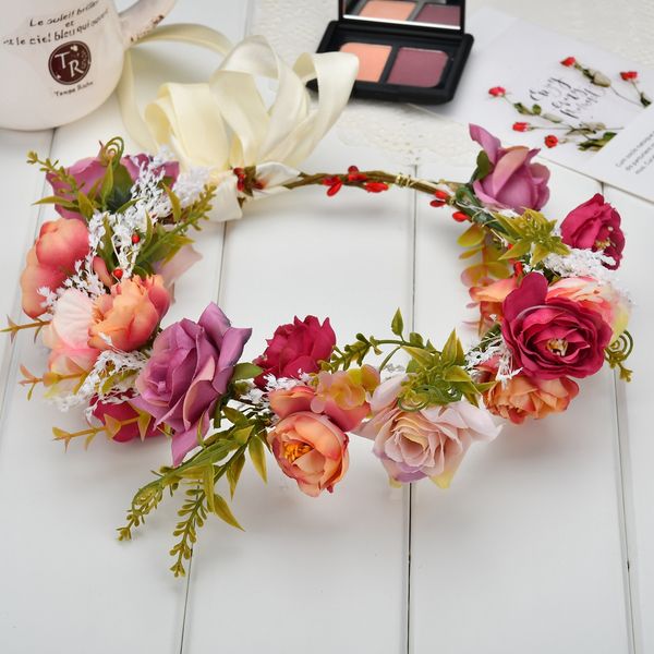 

недавно ручной работы женщина девушки искусственный цветок оголовье партии свадебные ткани цветок венок волос бирюзовый корона