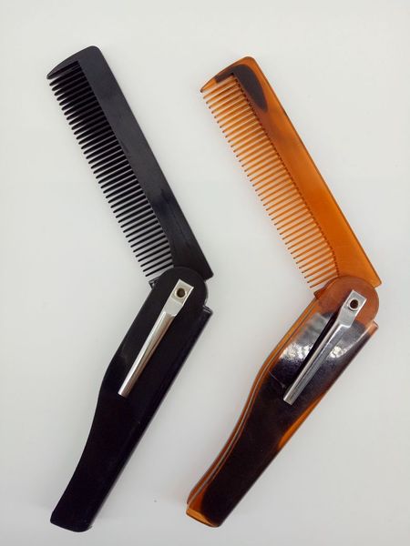 Folding Moustache Beard Comb Hair Brushes Yellow Black Red Comb