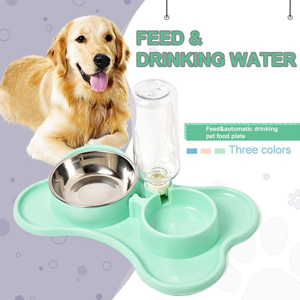 

pet dog cat feeding bowl water double dish feeder doogie automatic water drinking bowls portable puppy food container feeder dish
