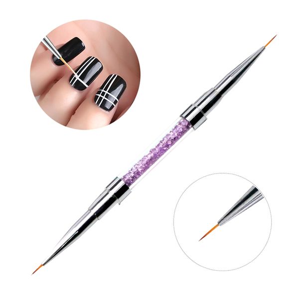 

double-ended nail art liner brush ultra-thin line draw pen rhinestones handle nail paint pen brush rose red manicure tools, Yellow