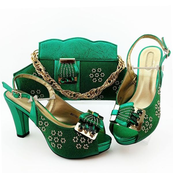 

wonderful green women dress shoes with rhinestone decoration african pumps match handbag set mm1100,heel .5cm, Black