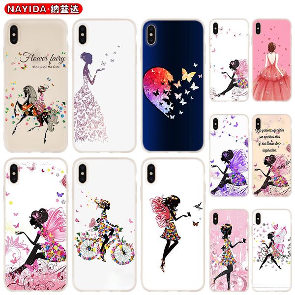 

soft phone case for iphone 11 pro x xr xs max 8 7 6 6s 6plus 5s s10 s11 note 10 plus huawei p30 xiaomi cover butterfly dancing girl