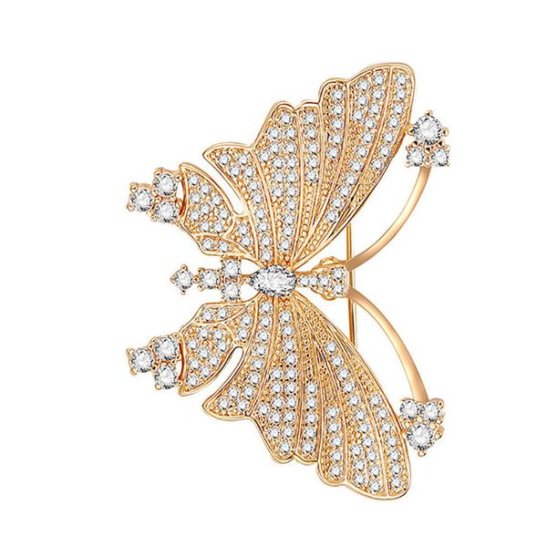 

women elegant butterfly rhinestone zircon brooch pins shining insect breastpins clothes decor, Gray