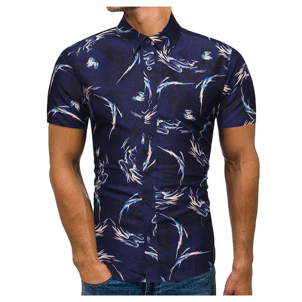 

hawaii 2020 arrival fashion summer shirts mens vintage ethnic printed turn down collar short sleeve loose casual shirts camisa, White;black