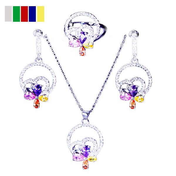 

925 sterling silver mother gift jewelry sets for women sapphire z garnet necklace earrings ring, Black