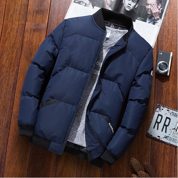 

nice clothing winter jacket men's warm cotton collar winter jacket men's cotton overcoat men windbreaker, Black